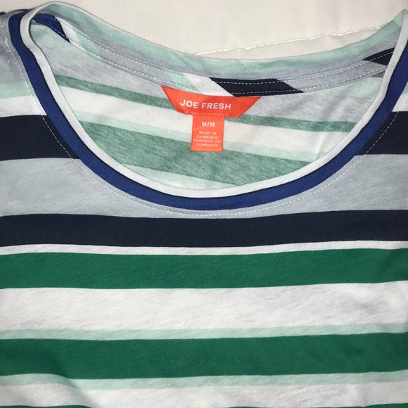 Sale!Joe Fresh sz M green/white/blue striped top NEW - Picture 4 of 5
